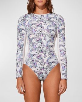 Vilebrequin Isadora Fish-Print Rashguard One-Piece Swimsuit