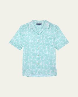 Vilebrequin Men's Seashells Linen Short-Sleeve Shirt