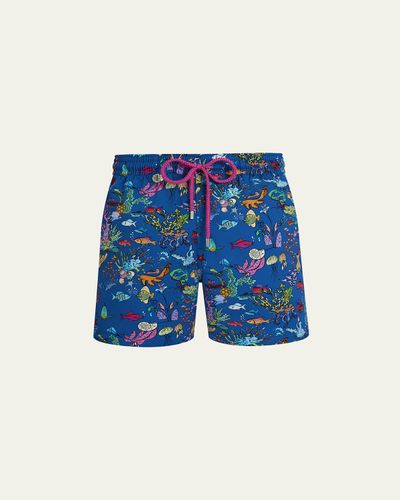 Vilebrequin Men's Stretch Aquarium-Print Swim Trunks