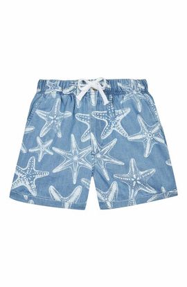 Vilebrequin Vilebrequin Kids' Light Denim Printed Starfish Bermuda Shorts