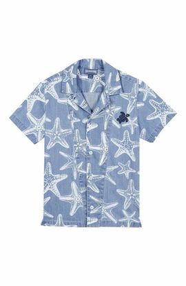 Vilebrequin Vilebrequin Kids' Starfish Light Print Denim Shirt