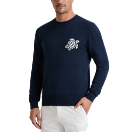 Vilebrequin Vilebrequin Men Crewneck Cotton and Cashmere Sweater Turtle