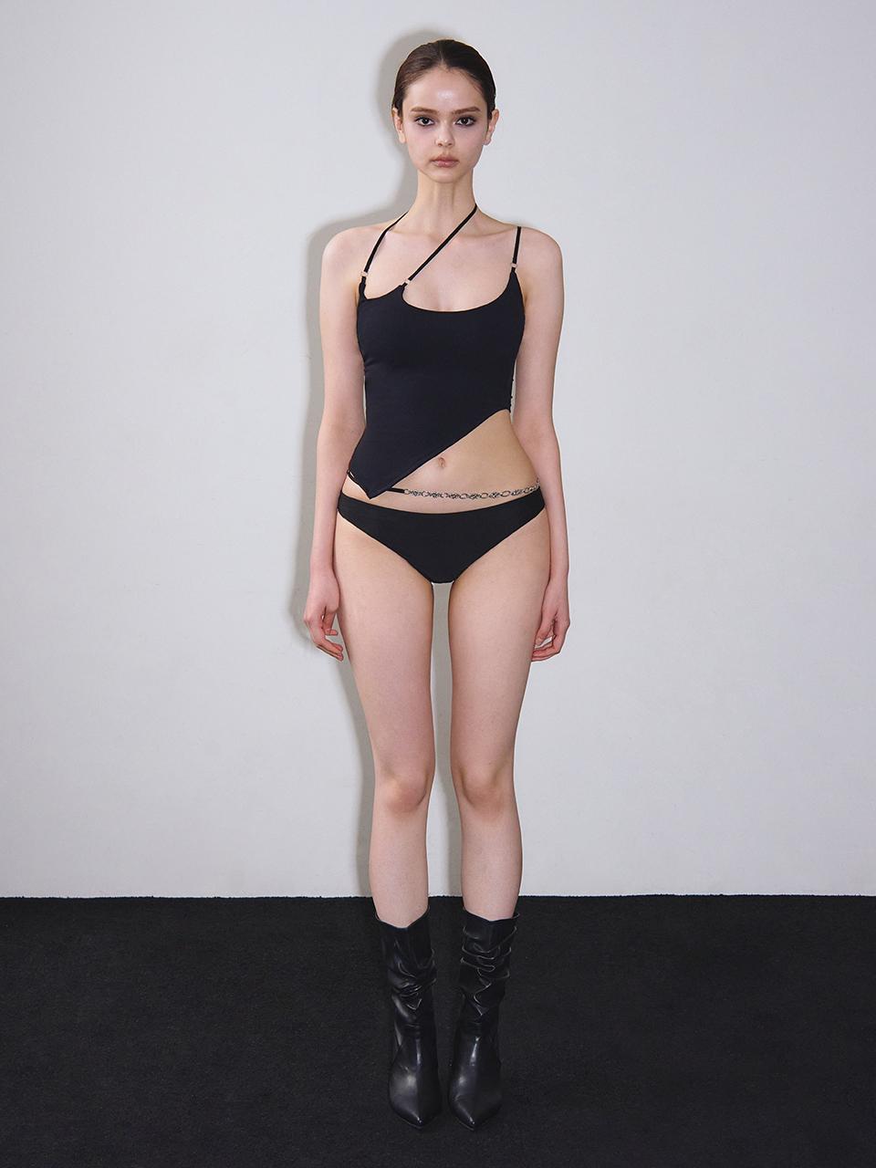 VINAJ Shirring Back Low-rise Bikini Panty [Black]