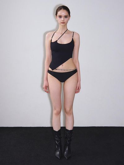 VINAJ Shirring Back Low-rise Bikini Panty [Black]