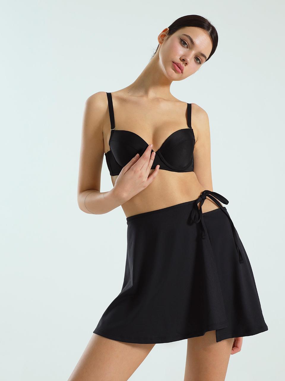 VINAJ Wrap Long Overlapping Cover-up Skirt [Black]
