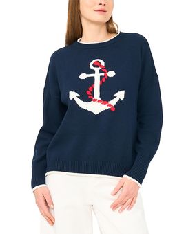Vince Camuto Vince Camuto Anchor Motif Crewneck Sweater