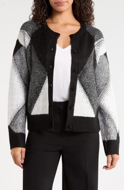 Vince Camuto Vince Camuto Argyle Button Front Cardigan With Rhinestones