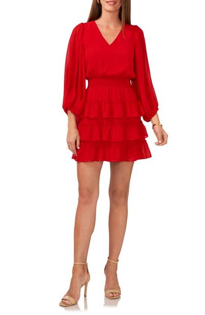 Vince Camuto Vince Camuto Balloon Sleeve Tiered Ruffle Dress