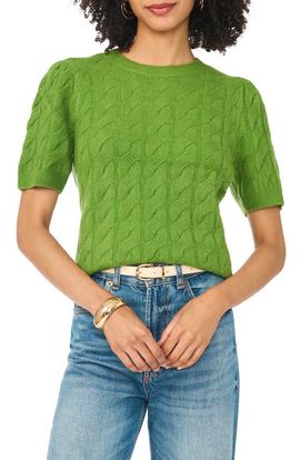 Vince Camuto Vince Camuto Cable Stitch Puff Sleeve Sweater