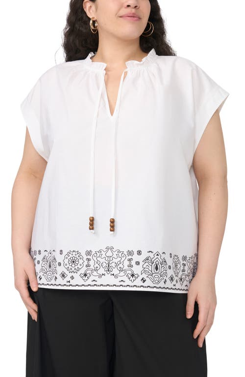 Vince Camuto Vince Camuto Embroidered Tie Neck Top