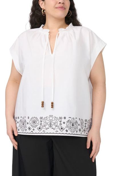 Vince Camuto Vince Camuto Embroidered Tie Neck Top
