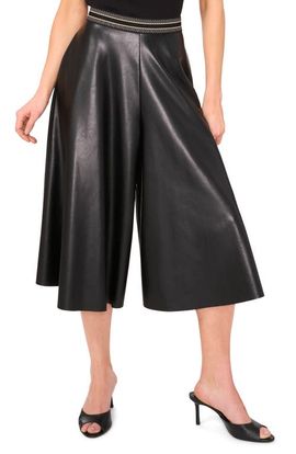 Vince Camuto Vince Camuto Faux Leather Crop Wide Leg Culotte Pants