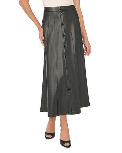 Vince Camuto Vince Camuto Faux Leather Seamed Midi Skirt