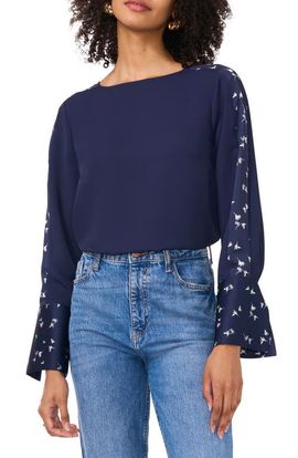 Vince Camuto Vince Camuto Floral Accent Flare Cuff Top