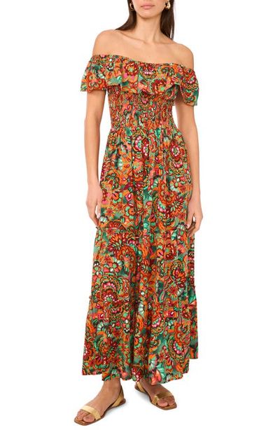Vince Camuto Vince Camuto Floral Off the Shoulder Tiered Ruffle Maxi Dress