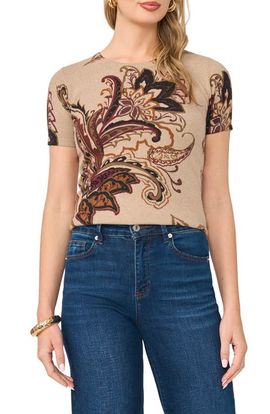 Vince Camuto Vince Camuto Floral Short Sleeve Sweater