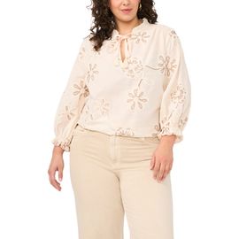 Vince Camuto Vince Camuto Flower Appliqué Tie Neck Top