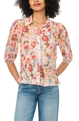 Vince Camuto Vince Camuto Flutter Sleeve Floral Button-Down Shirt