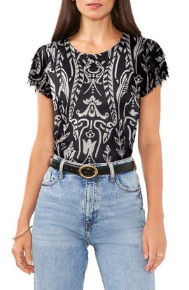 Vince Camuto Vince Camuto Flutter Sleeve Mesh Top