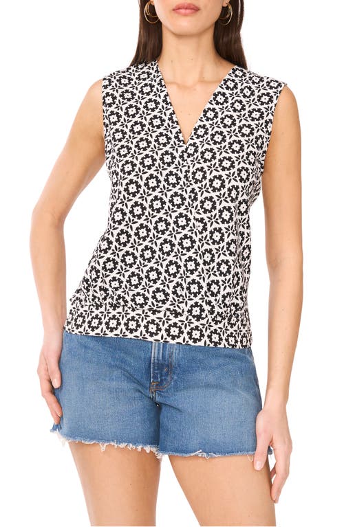 Vince Camuto Vince Camuto Foulard Print Sleeveless Surplice Top