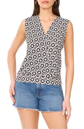 Vince Camuto Vince Camuto Foulard Print Sleeveless Surplice Top