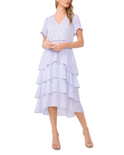 vince camuto holiday dresses Plus Size Off Shoulder Bell Sleeve Rosette Gown In Navy Sateen main image 1