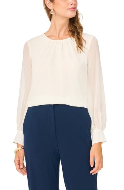 Vince Camuto Vince Camuto Gathered Crewneck Long Sleeve Top