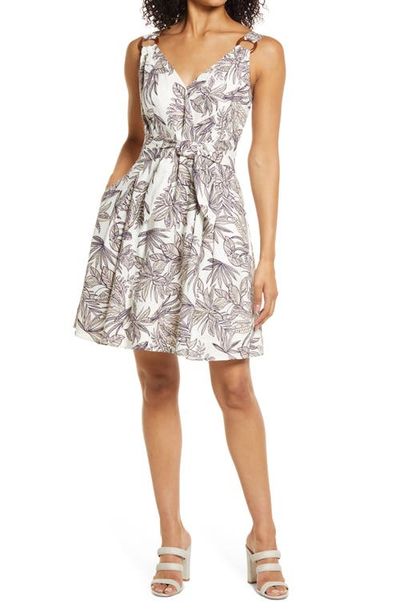 Vince Camuto Vince Camuto Linen Blend Tie Front Sleeveless Minidress