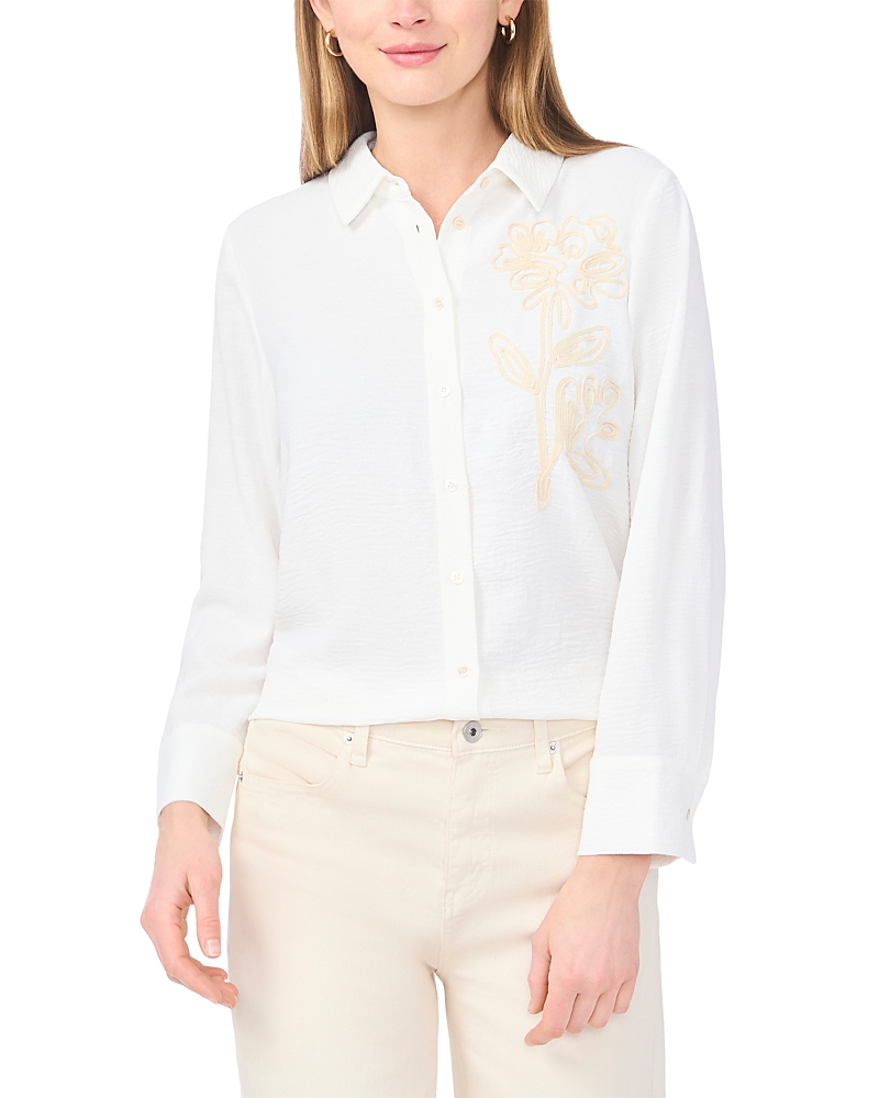 Vince Camuto Vince Camuto Long Sleeve Button Down Flower Applique Blouse