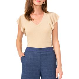 Vince Camuto Vince Camuto Metallic Knit Flutter Sleeve Top