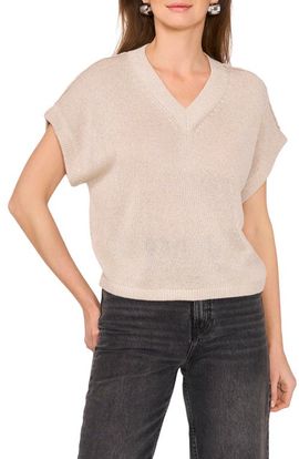 Vince Camuto Vince Camuto Metallic V-Neck Sweater