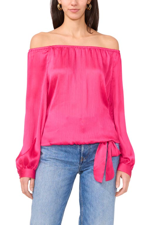 Vince Camuto Vince Camuto Off the Shoulder Tie Hem Long Sleeve Top