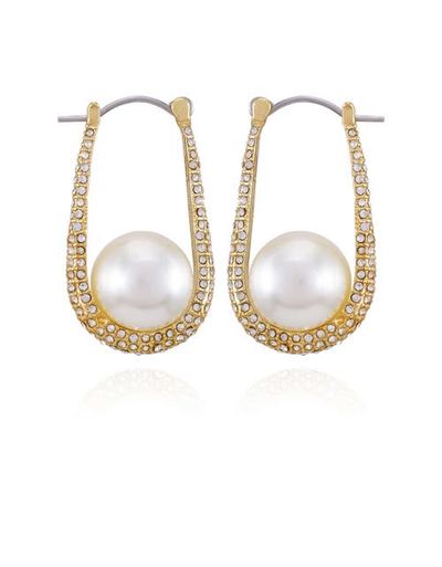 Vince Camuto Vince Camuto Pave and Glass Pearl Drop Earrings
