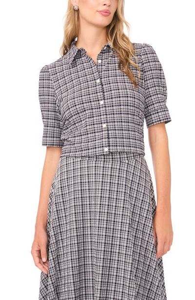 Vince Camuto Vince Camuto Plaid Puff Sleeve Button-Up Top