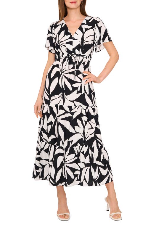 Vince Camuto Vince Camuto Print Flutter Sleeve Maxi Dress