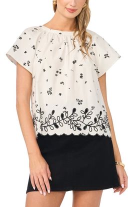 Vince Camuto Vince Camuto Print Flutter Sleeve Top