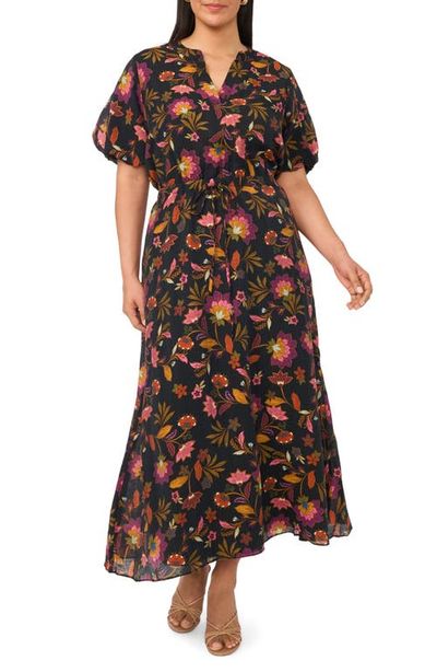 Vince Camuto Vince Camuto Print Tie Waist Puff Sleeve Maxi Dress