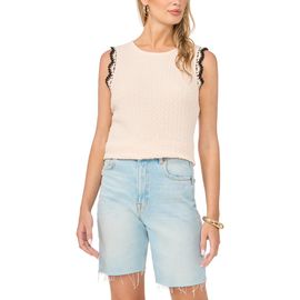 Vince Camuto Vince Camuto Scallop Tweed Sleeveless Top