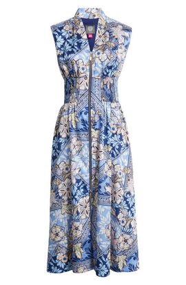 Vince Camuto Vince Camuto Scarf Print Zip Front Midi Dress