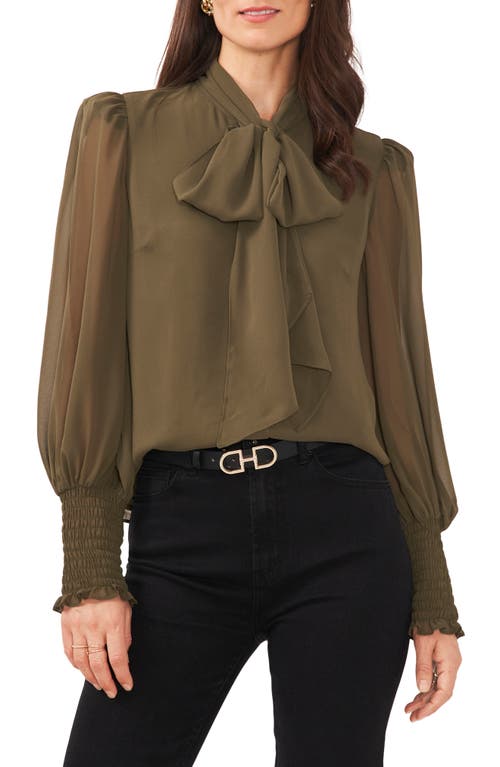 Vince Camuto Vince Camuto Sheer Balloon Sleeve Bow Blouse