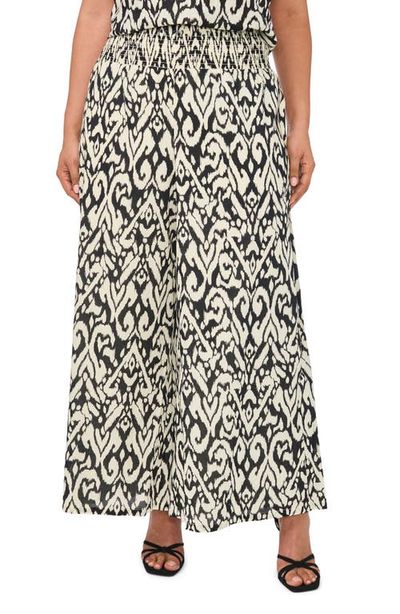 Vince Camuto Vince Camuto Smocked Waist Crop Wide Leg Cotton Pants