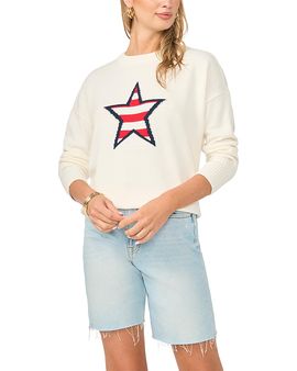 Vince Camuto Vince Camuto Stars With Stripes Motif Crewneck Sweater