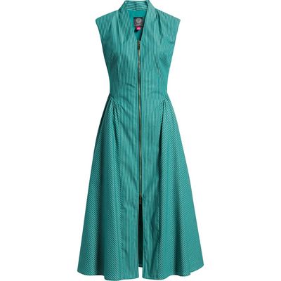 Vince Camuto Vince Camuto Stripe Zip Front Sleeveless Midi Dress