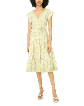 Vince Camuto Vince Camuto Surplice Dolman Sleeve Midi Tiered Dress