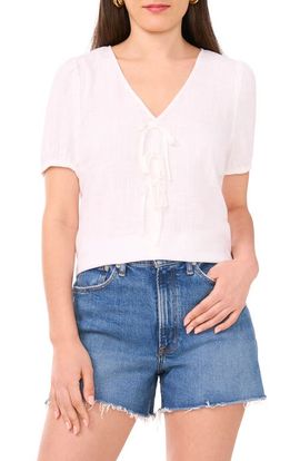 Vince Camuto Vince Camuto Tie Front Puff Sleeve Top