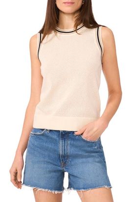Vince Camuto Vince Camuto Tipped Mesh Tank Sweater