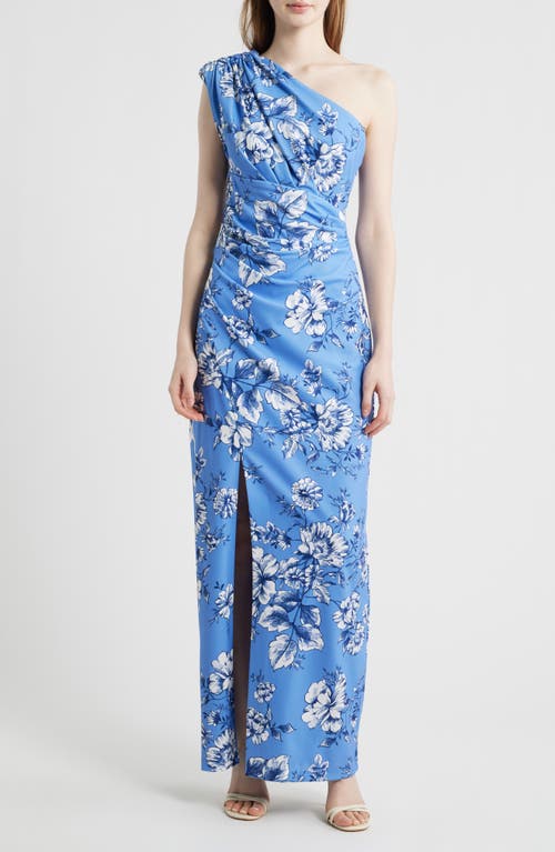 Vince Camuto Vince Camuto Toile One-Shoulder Scuba Crepe Column Gown
