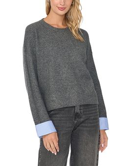 Vince Camuto Vince Camuto Woven Cuff Crewneck Sweater