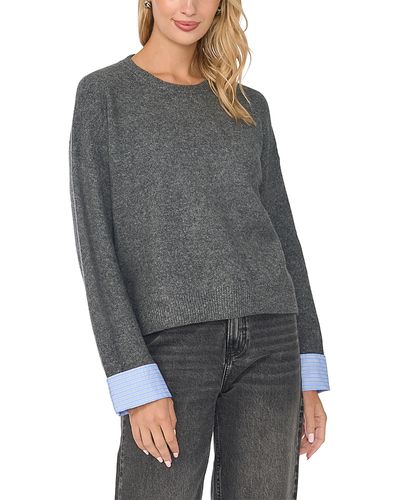 Vince Camuto Vince Camuto Woven Cuff Crewneck Sweater