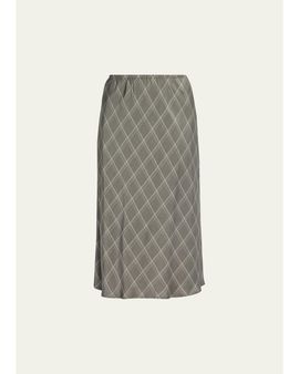Vince Diamond Plaid Midi Skirt